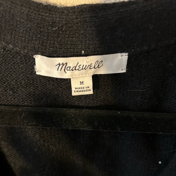MADEWELL BLACK HARLOW V-NECK OVERSIZED MERINO WOOL BLEND CARDIGAN SIZE MEDIUM - Picture 5 of 6